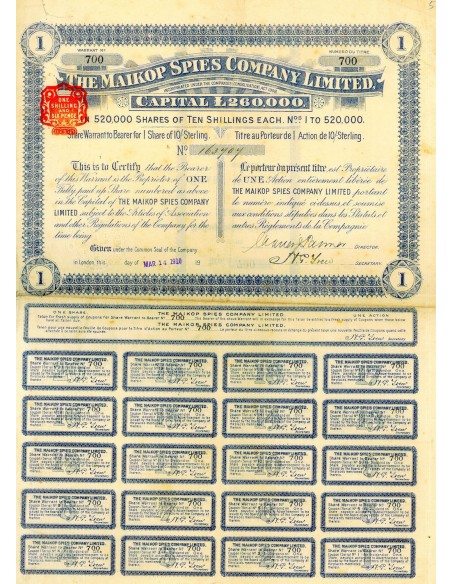 1910 - THE MAIKOP SPIES COMPANY LIMITED - LONDRA