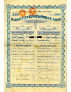 1900 - PARAMATTA COPPER MINES LIMITED (20 AZIONI) - LONDRA