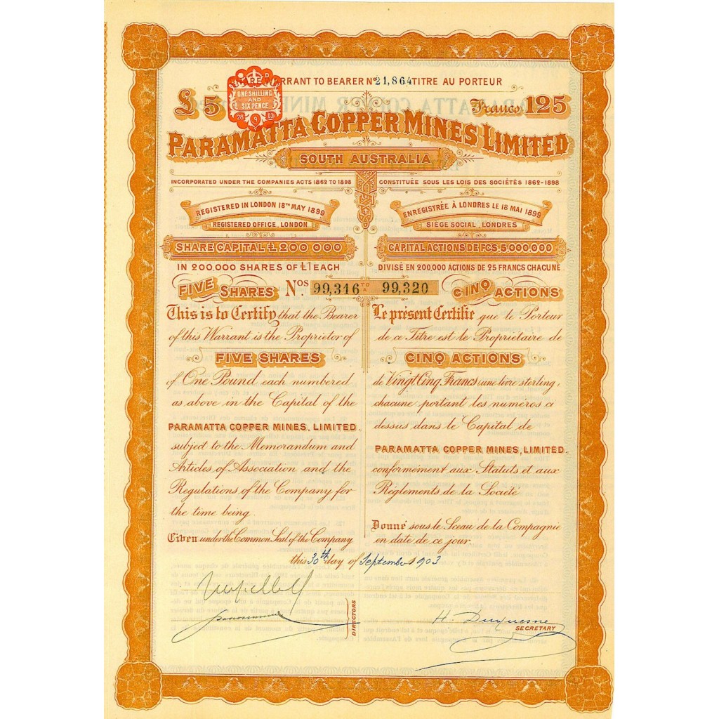 1903 - PARAMATTA COPPER MINES LIMITED (5...