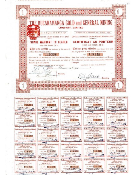 1909 - THE BUCARAMANGA GOLD AND GENERAL MINING COMP., LIMITED