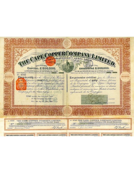 1890 - THE CAPE COPPER COMPANY, LIMITED (5 AZIONI)