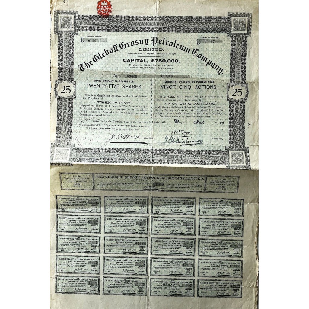 1920 - THE GLEBOFF GROSNY PETROLEUM COMPANY
