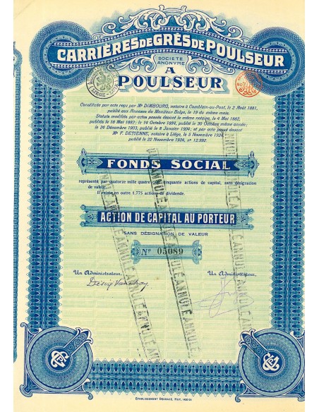 1924 - CARRIERES DE GRES DE POULSEUR