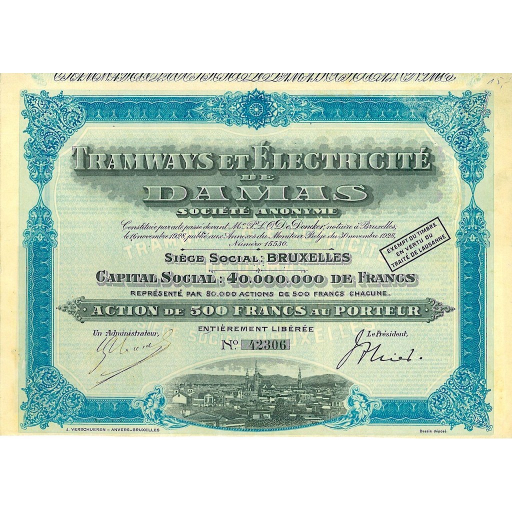 1928 - TRAMWAYS ET ELECTRICITÉ DE DAMAS