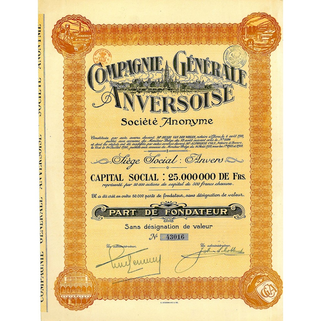 1920 - GENERALE ANVERSOISE COMPAGNIE