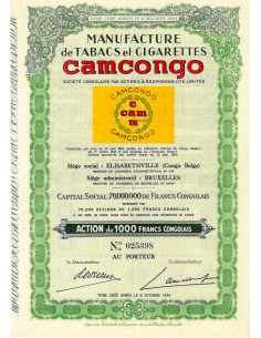 1954 - CAMCONGO - MANUFACTURE DE TABACS ET CIGARETTES
