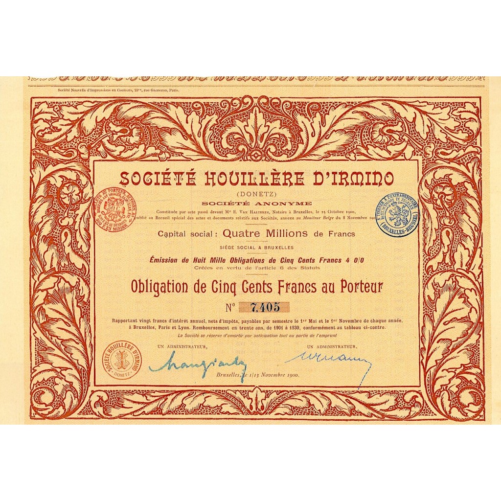 1900 - HOUILLERE D'IRMINO (DONETZ) SOC.