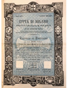 1886 - CITTA' DI MILANO PRESTITO UNIFICATO 4 % - CARTELLA...