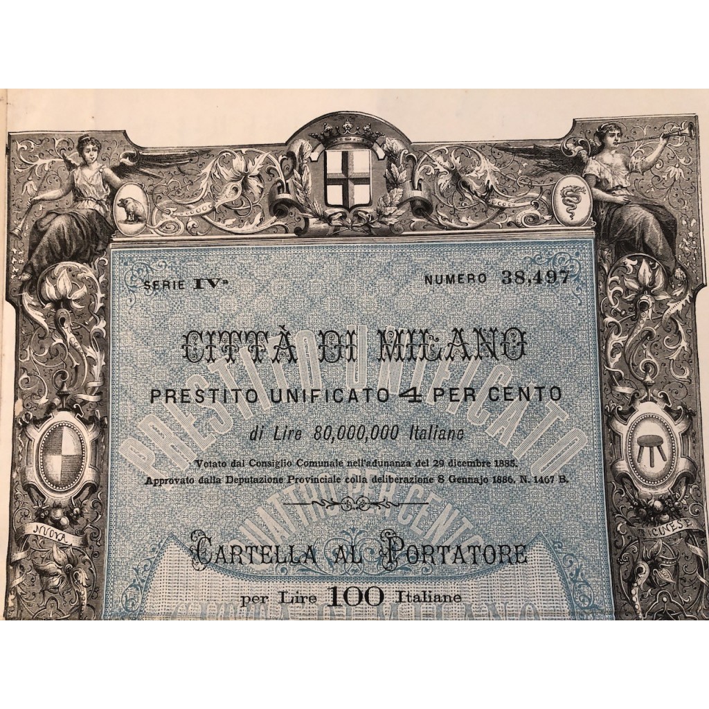 1886 - CITTA' DI MILANO PRESTITO UNIFICATO 4 %...