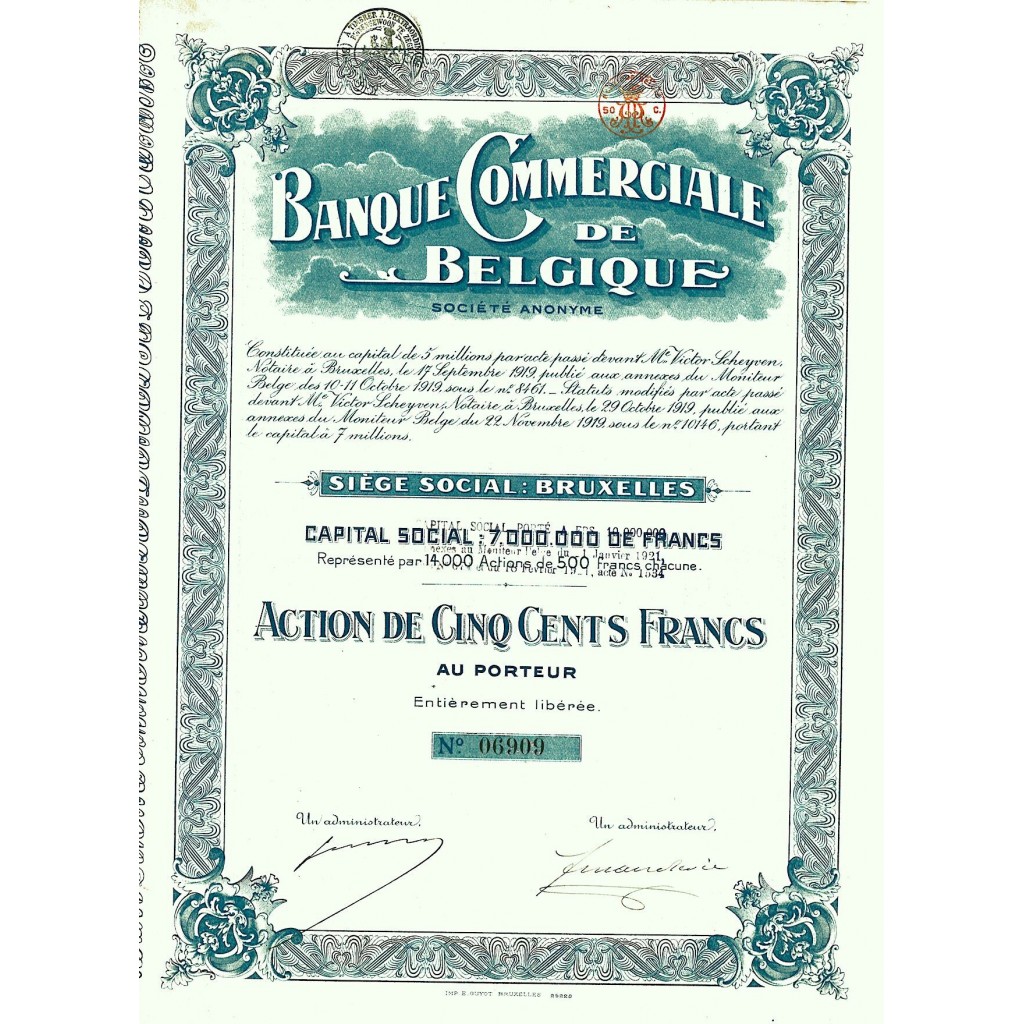 1919 - BANQUE COMMERCIALE DE BELGIQUE