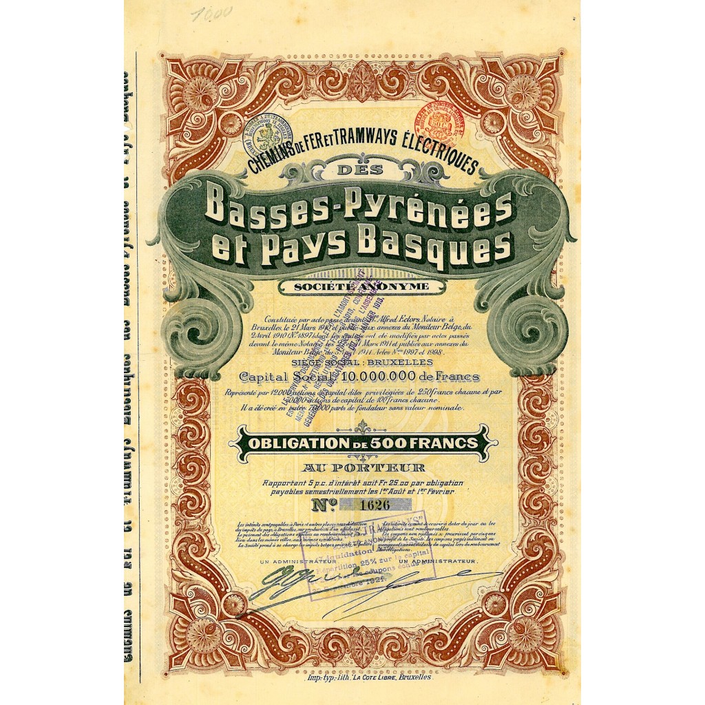 1913 - CHEMINS DE FER ET TRAMWAYS ELECTR. DES...