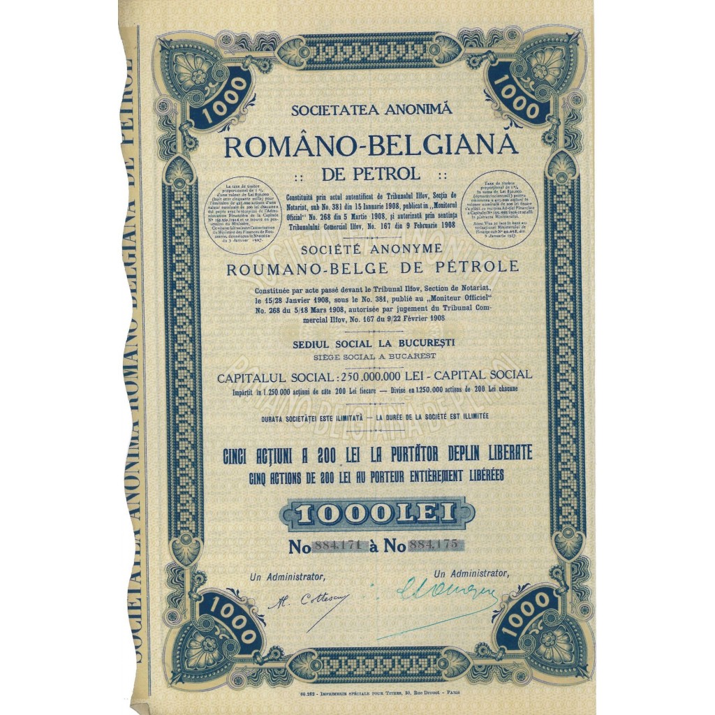 1908 - ROMANO-BELGIANA DE PETROL SOC. ANON.