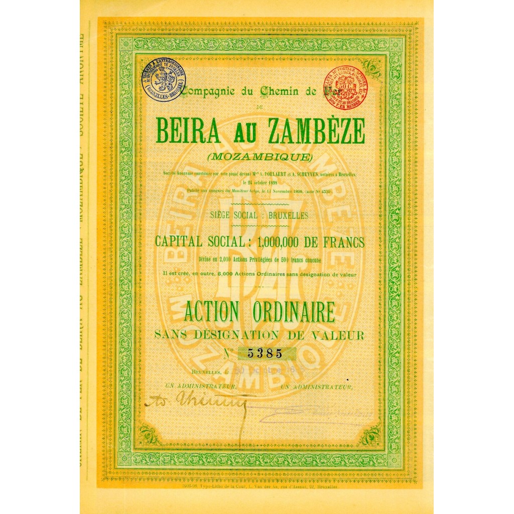 1898 - CHEMIN DE FER DE BEIRA AU ZAMBEZE...