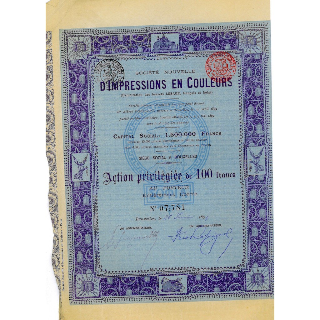 1899 - D'IMPRESSIONS EN COULEURS SOC. NOUVELLE
