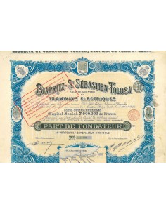 1910 - BIARRITZ-ST.SEBASTIEN-TOLOSA SOC. ANON. DE...