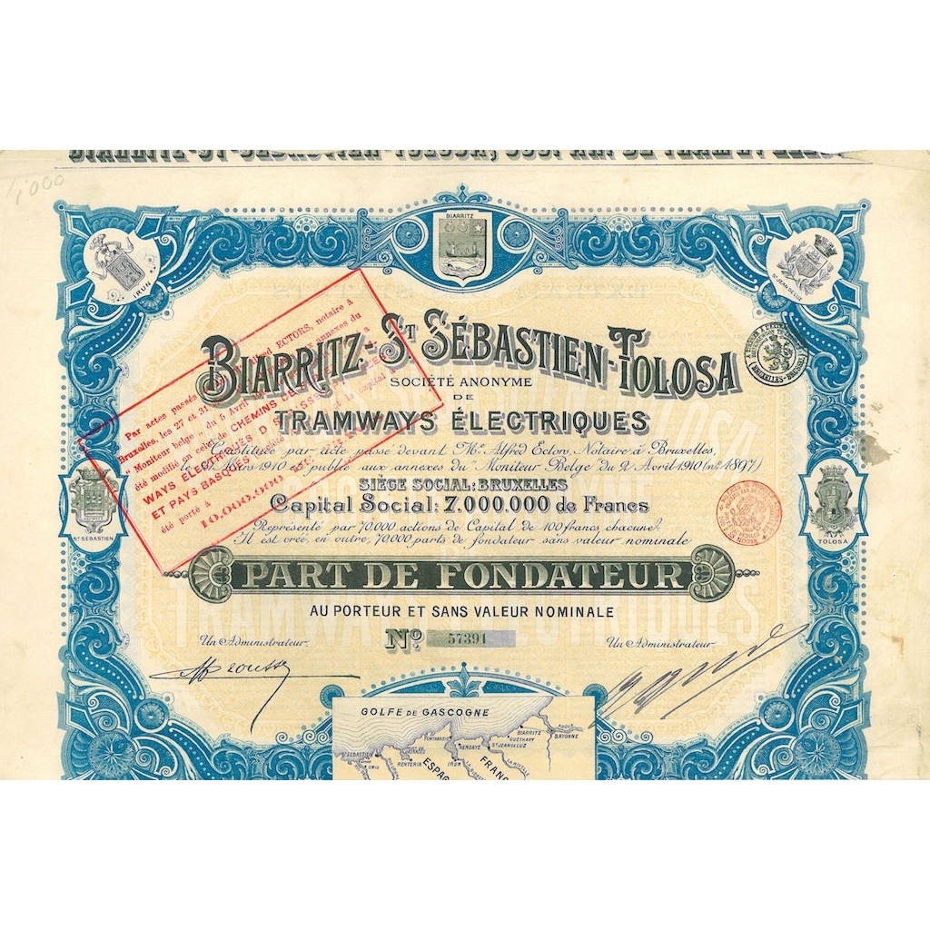 1910 - BIARRITZ-ST.SEBASTIEN-TOLOSA SOC. ANON....