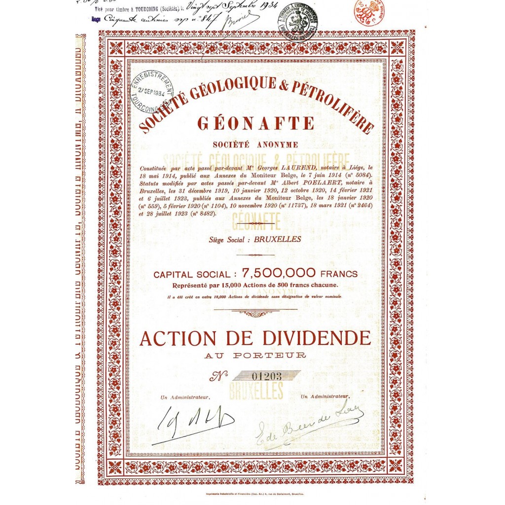 1923 - GEONAFTE - SOC. GEOLOGIQUE ET PETROLIFERE