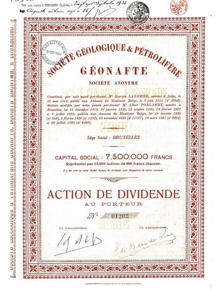 1923 - GEONAFTE - SOC. GEOLOGIQUE ET PETROLIFERE
