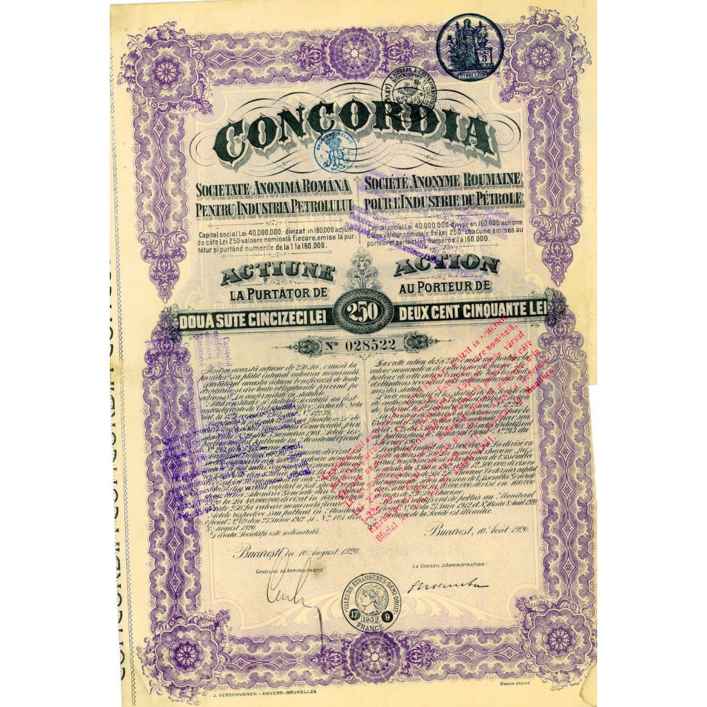 1920 - CONCORDIA - SOC. ANON. ROUMAINE POUR...