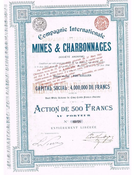 1902 - MINES ET CHARBONNAGES COMP. INTERNATIONALE DE