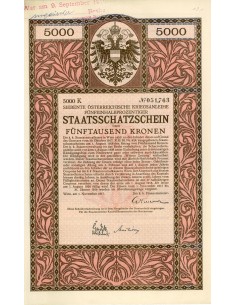 1917 - STAATSSCHATZSCHEIN UBER FUNFTAUSEND KRONEN
