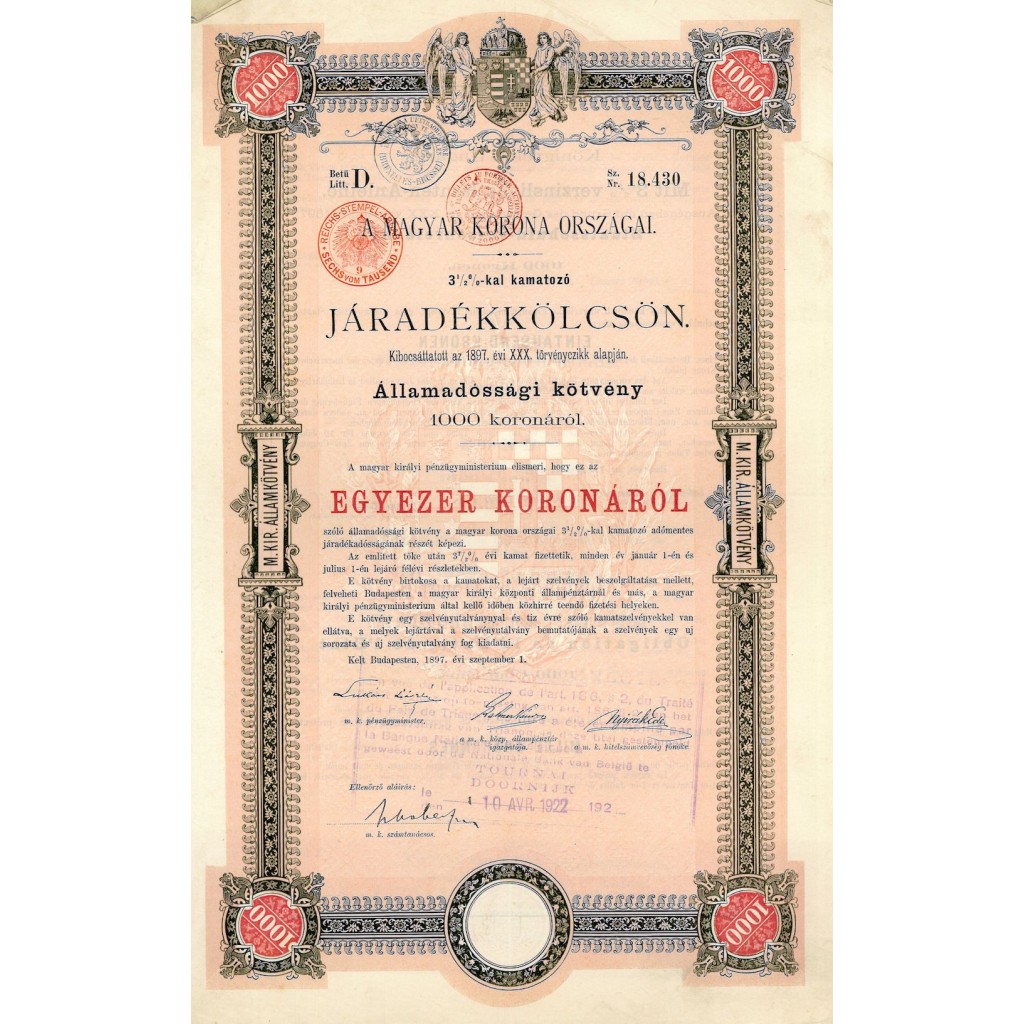 1897 - JARADEKKOLCSON - A MAGYAR KORONA ORSZAGAI