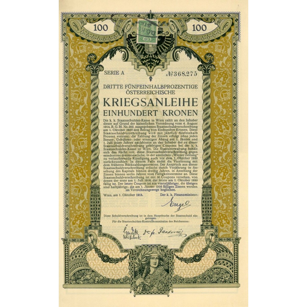 1915 - KRIEGSANLEIHE EINHUNDERT KRONEN
