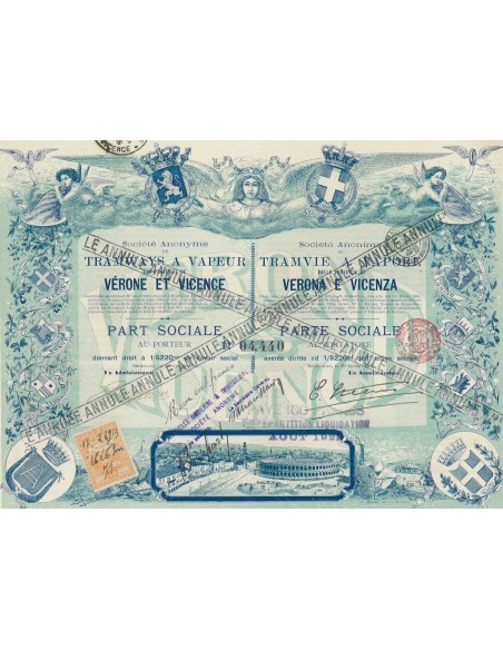 SOC. ANON. TRANWAYS A VAPEUR DES PROVINCIES DE VERONE ET VICENCE- 1 AZIONE 1905