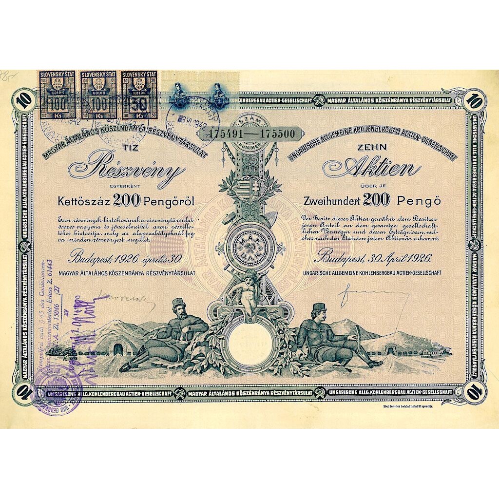 1926 - MAGYAR ALTALANOS KOSZENBANYA...
