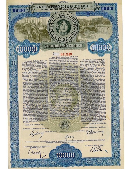 1920 - ALLGEMEINE OSTERREICHISCHE BODEN-CREDIT-ANSTALT (OBBLIG.)