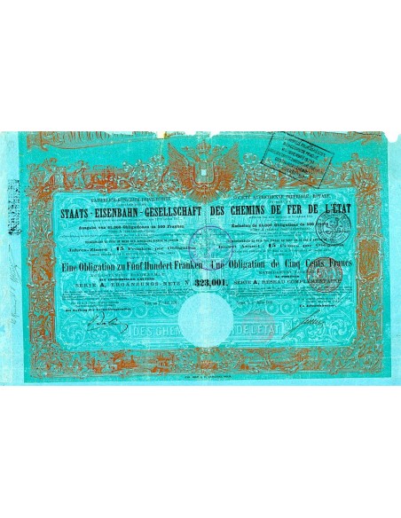 1870 - AUTRICHIENNE IMPERIALE, ROYALE DES CHEMINS DE FER DE L'ETAT SOC.