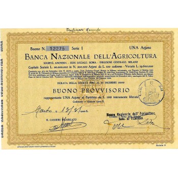 1932 - BANCA NAZIONALE DELL'AGRICOLTURA - 1 AZIONE