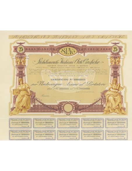 1920 - SIAG - STABILIMENTI ITALIANI ARTI GRAFICHE (25 AZIONI)
