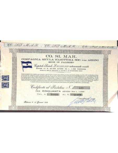 CO.SI.MAR. 50 AZIONI - PALERMO 1958
