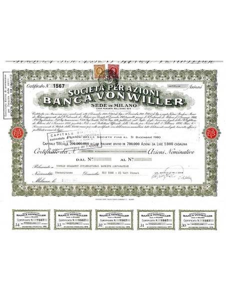 1967 - BANCA VON WILLER SOC. PER AZIONI