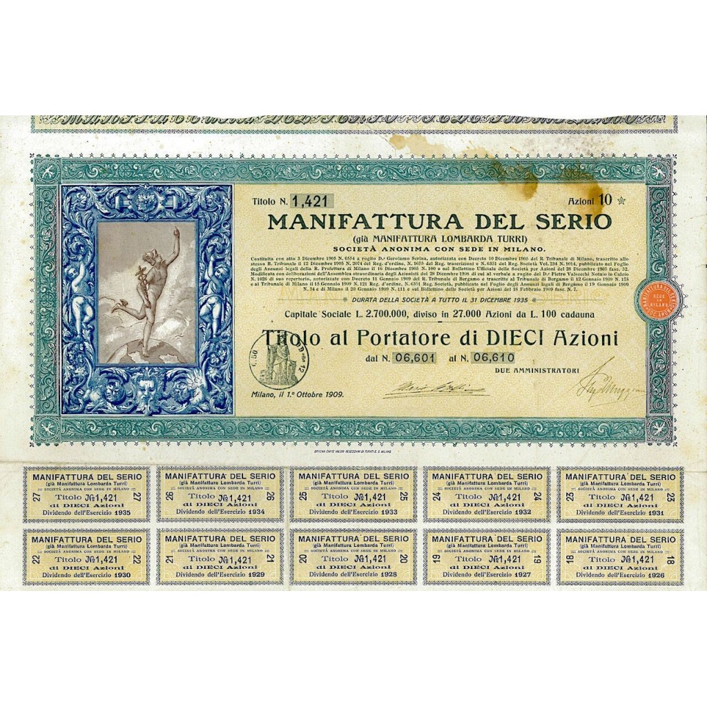 1909 - MANIFATTURA DEL SERIO (GIA' MANIF....