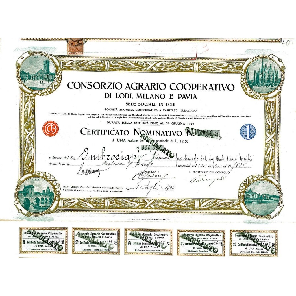 1924 - CONSORZIO AGRARIO COOP. DI LODI, MILANO E PAVIA