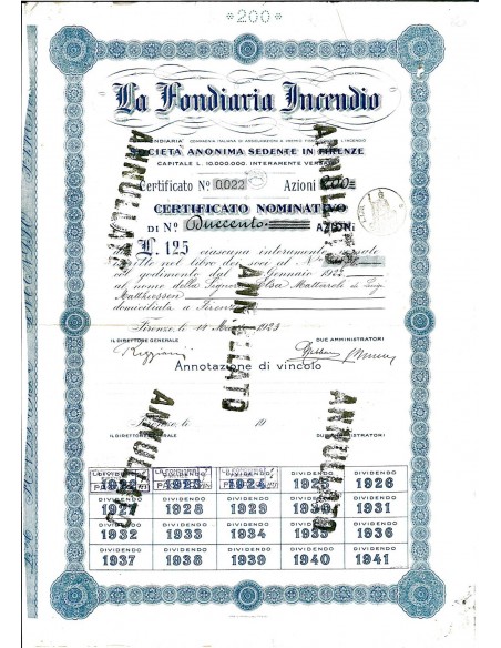 1923 - LA FONDIARIA INCENDIO