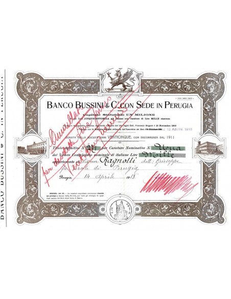 1913 - BANCO BUSSINI E C. CON SEDE IN PERUGIA