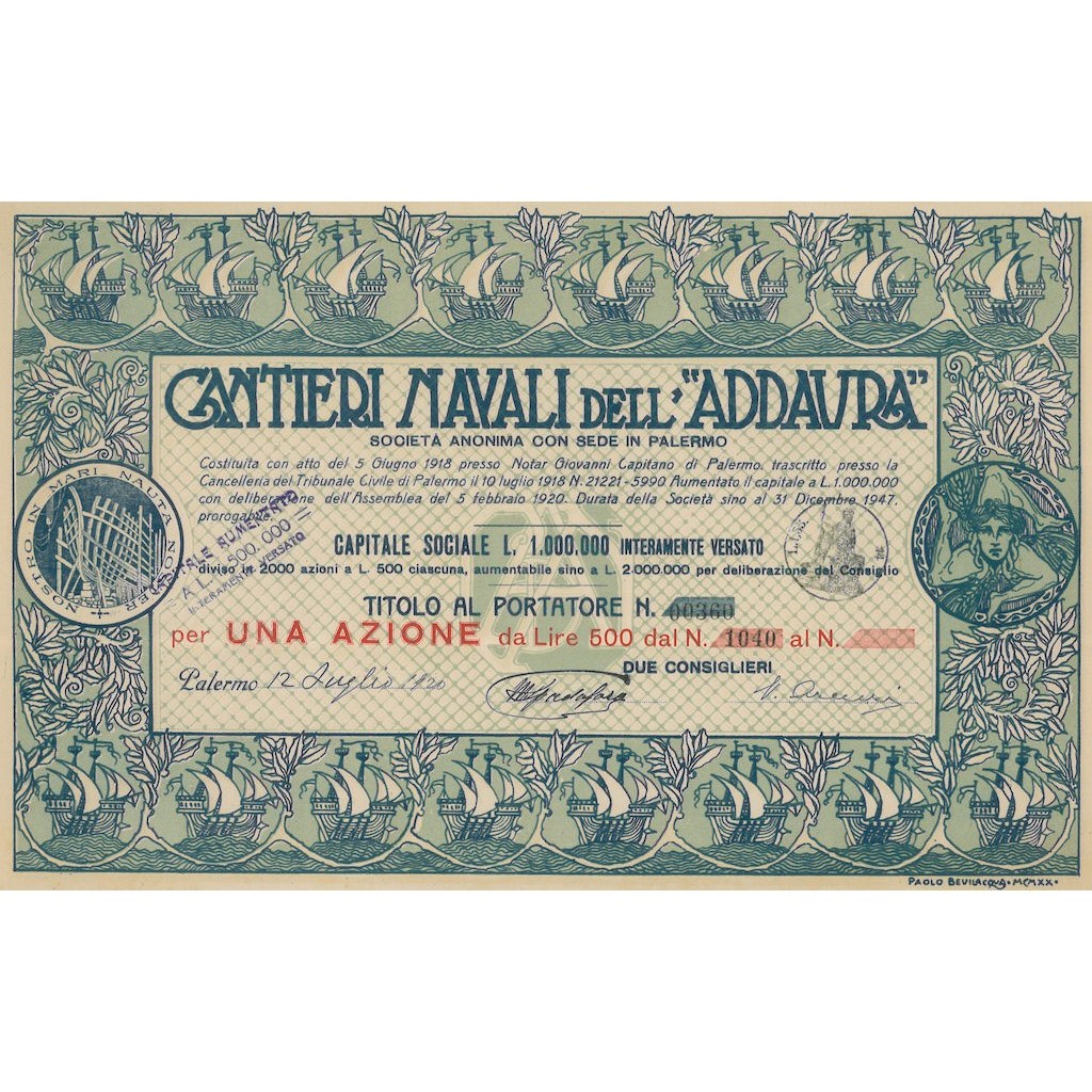 CANTIERI NAVALI DELL'ADDAURA - UNA AZIONE PALERMO 1920