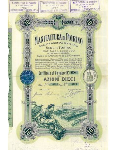 1906 - MANIFATTURA DI POIRINO 10 AZIONI - TORINO