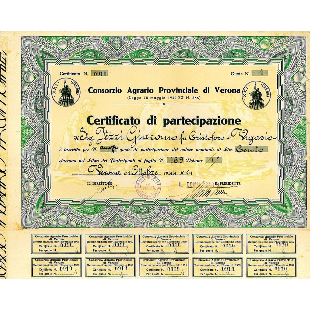 1944 - CONSORZIO AGRARIO PROVINCIALE DI VERONA...