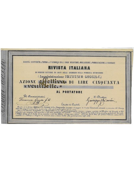 1865 - RIVISTA ITALIANA DI SCIENZE LETTERE ED ARTI DELLE EFFEMERIDI DELLA PUBBLICA ISTRUZIONE - TORINO