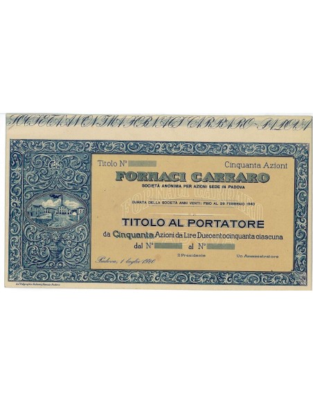 1920 - FORNACI CARRARO - SOC. ANON. PER AZ. SEDE IN PADOVA
