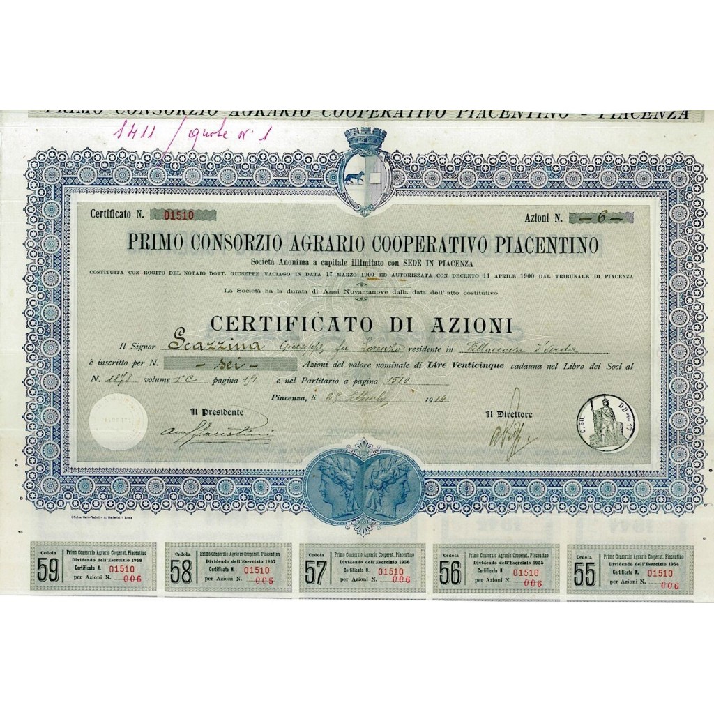 1914 - PRIMO CONSORZIO AGRARIO COOPERATIVO...