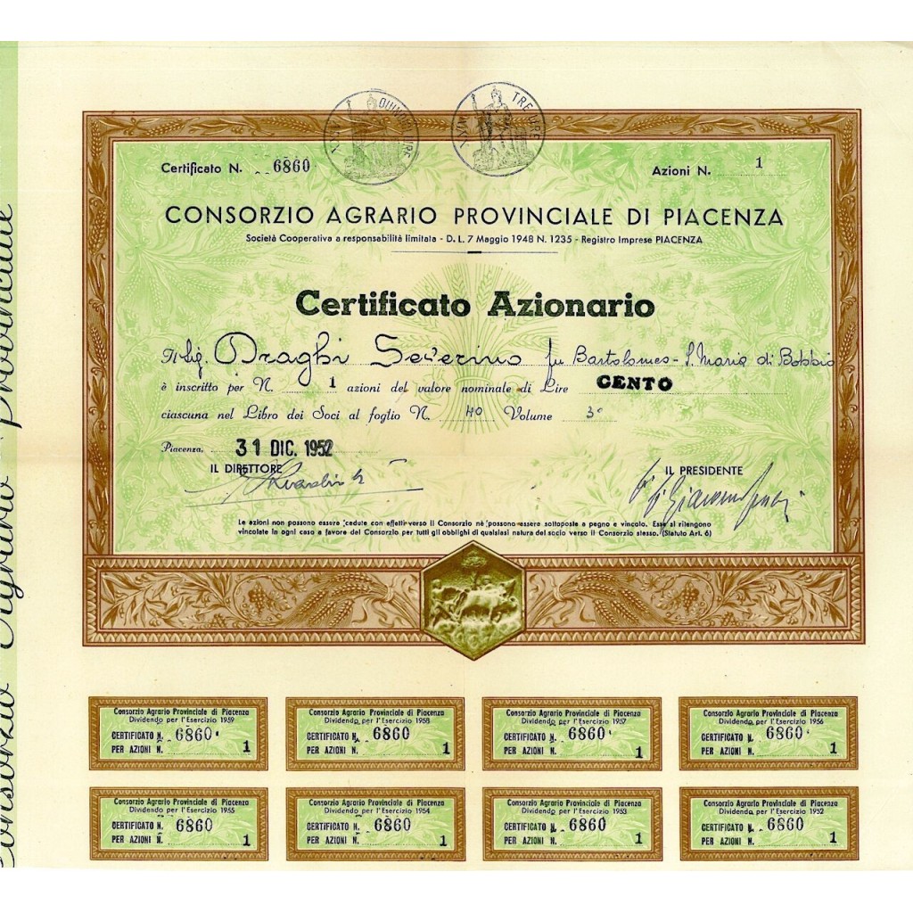 1952 - CONSORZIO AGRARIO PROVINCIALE DI PIACENZA