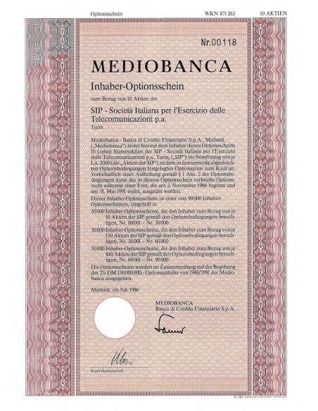1986 - MEDIOBANCA - MILANO