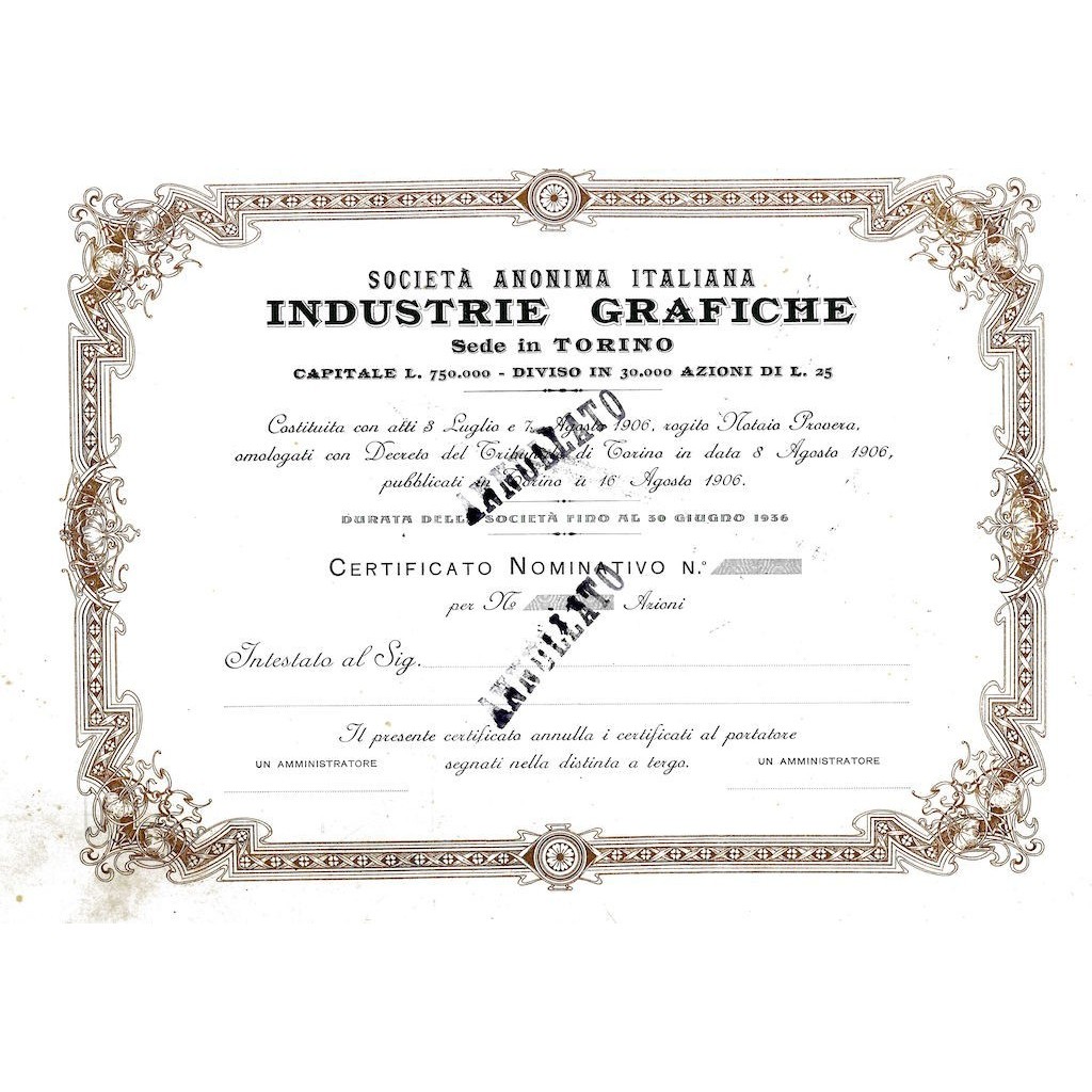 1906 - INDUSTRIE GRAFICHE SOC. ANON. ITALIANA -...