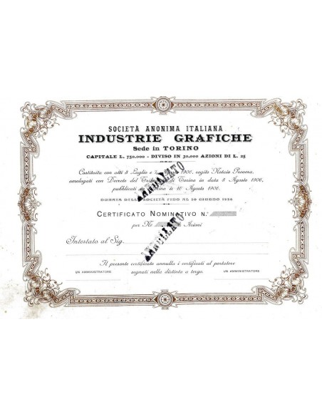 1906 - INDUSTRIE GRAFICHE SOC. ANON. ITALIANA - TORINO