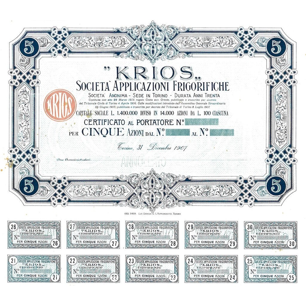 1907 - KRIOS - SOC. APPLICAZIONI FRIGORIFICHE